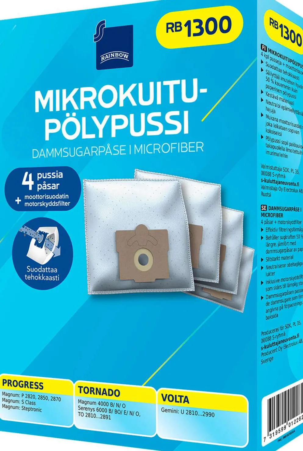 Rainbow pölypussi RB1300 4kpl + moottorisuodatin