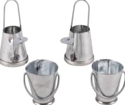 Rayher Hobby metallinen kastelukannu + ämpäri, 2 tyyppiä, 2-3 cm, itsepalveluarkki 4 kpl