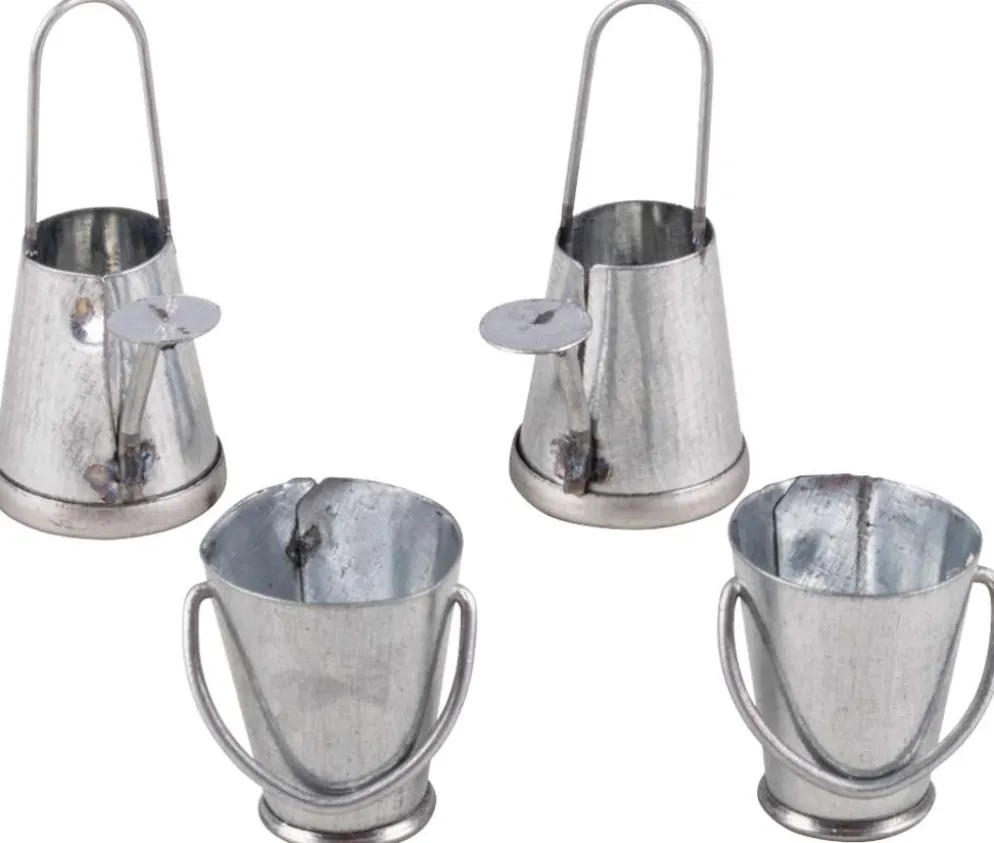 Rayher Hobby metallinen kastelukannu + ämpäri, 2 tyyppiä, 2-3 cm, itsepalveluarkki 4 kpl