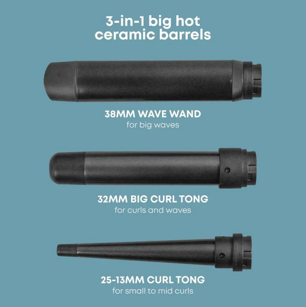 Revamp Progloss keraaminen kiharruspuikko 3-in-1 Multiform Curl & Wave