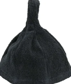 Saunia saunahattu, musta, pellavafrotee
