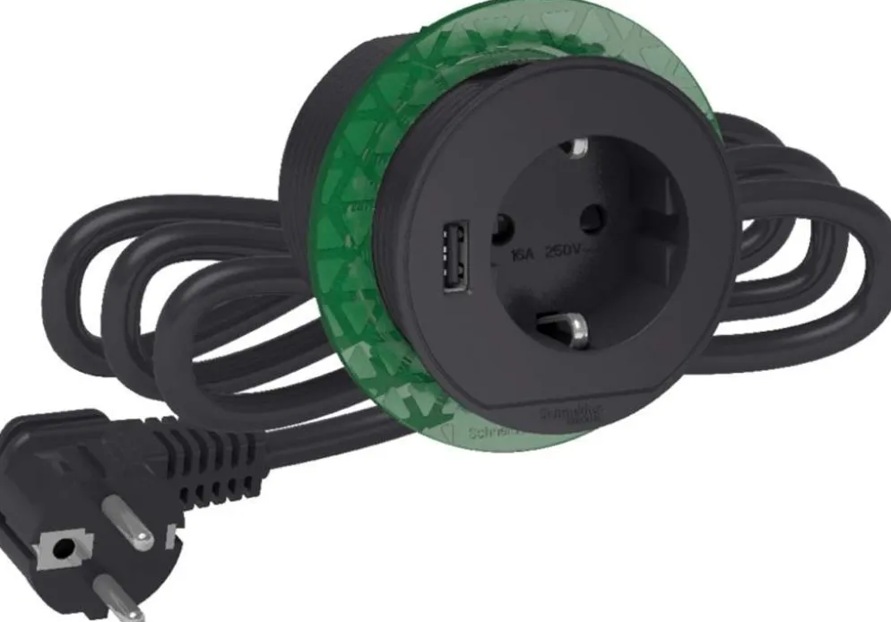 Schneider pistorasiapaneeli XS Schuco + USBA antrasiitti