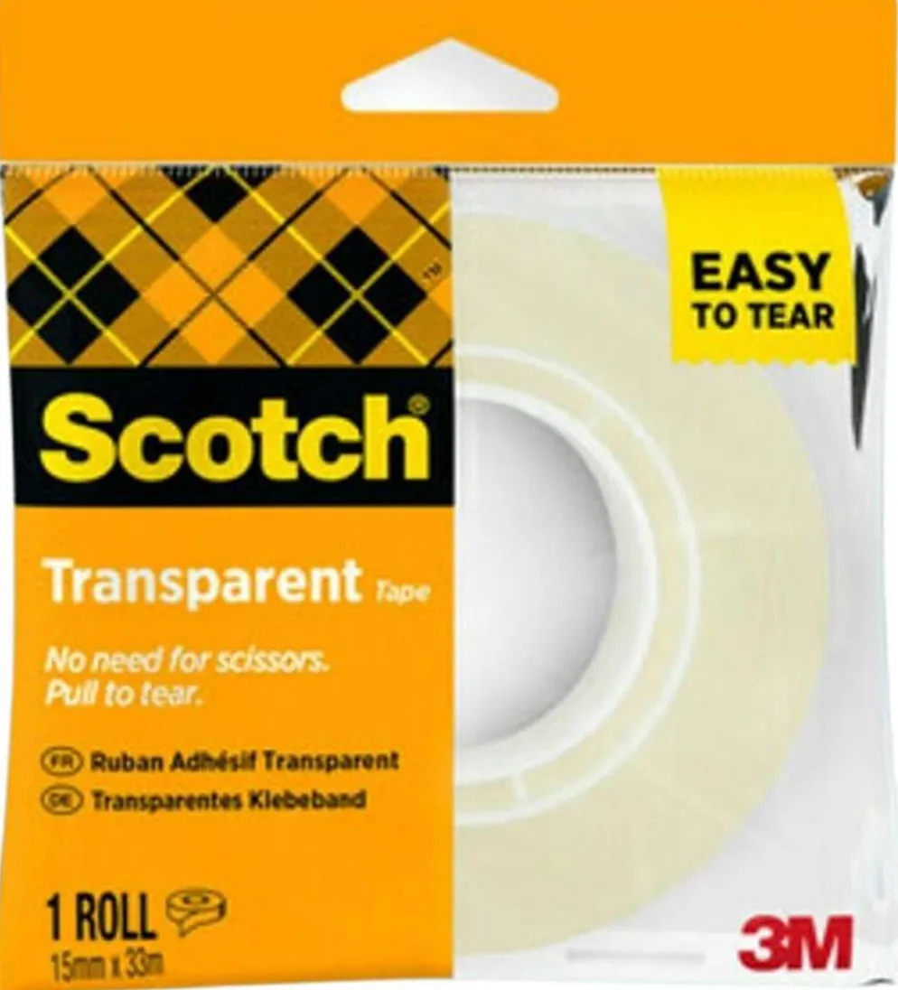 Scotch® 508 läpinäkyvä teippi, helppo katkaista, 15 mm x 33 m, 1 rulla/pakkaus