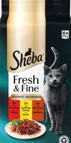Sheba Fresh&Fine Sekoitus härkää, kanaa ja lammasta kastikkeessa 6x50g