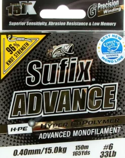 Sufix Advance 150m 0,40mm / 15,0kg kirkas monofiilisiima