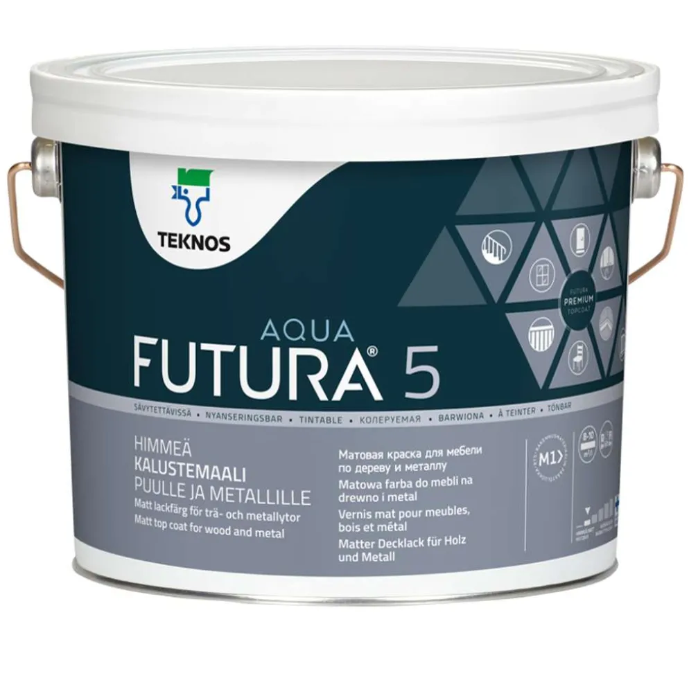 Teknos kalustemaali Futura Aqua 5 2,7 l PM1 valkoinen sävytettävissä himmeä