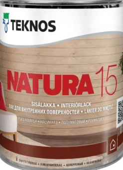 Teknos sisälakka Natura 15 0,9 l väritön sävytettävissä puolihimmeä