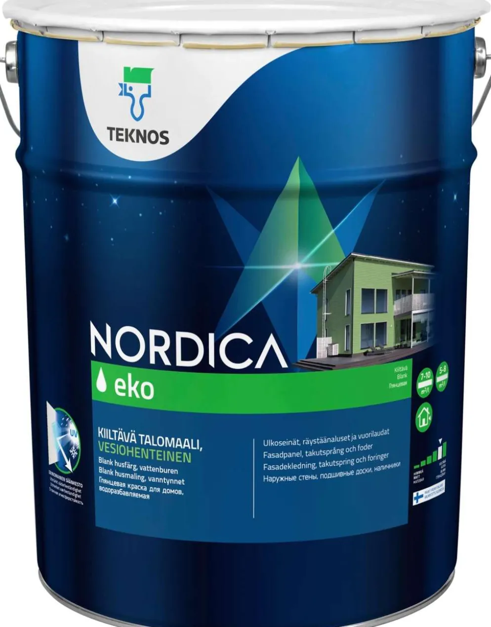 Teknos talomaali Nordica Eko 18 l PM1 valkoinen sävytettävissä kiiltävä