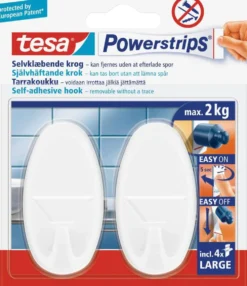Tesa liimautuva koukku ovaali iso 2kg:lle 2kpl valkoinen