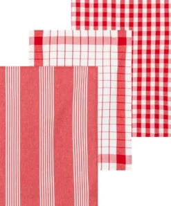 Tex Home keittiöpyyhe Stripes 3kpl punainen