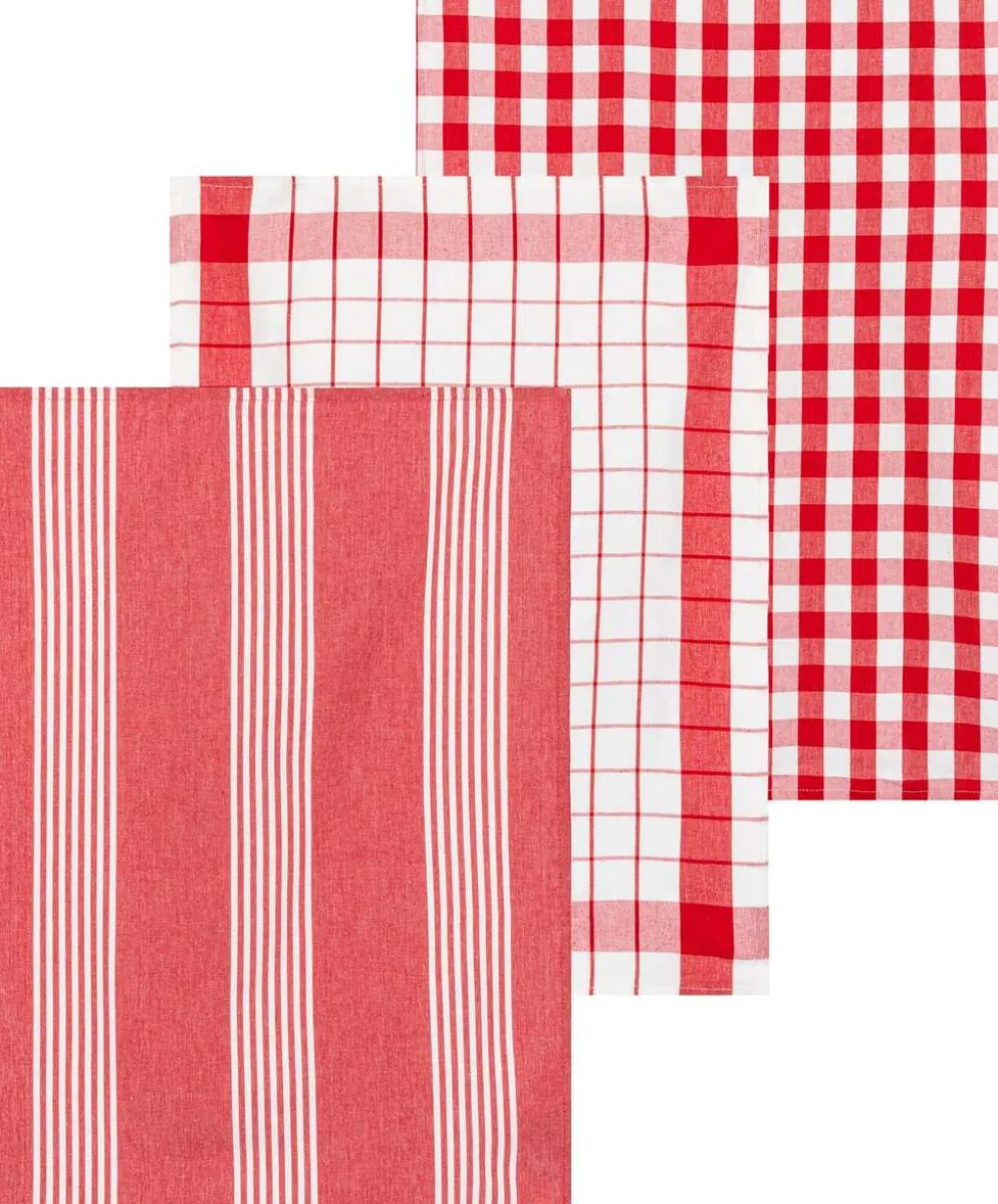 Tex Home keittiöpyyhe Stripes 3kpl punainen