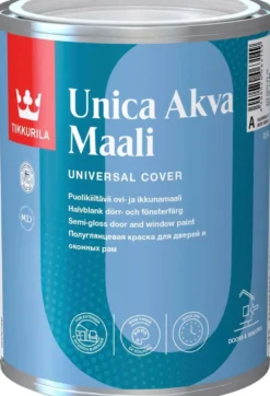 Tikkurila ovi- ja ikkunamaali Unica Akva Maali 0,9 l A valkoinen sävytettävissä