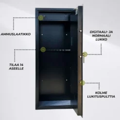 Trekker Asekaappi 14-Asetta AS1400, Musta, Digitaalilukolla