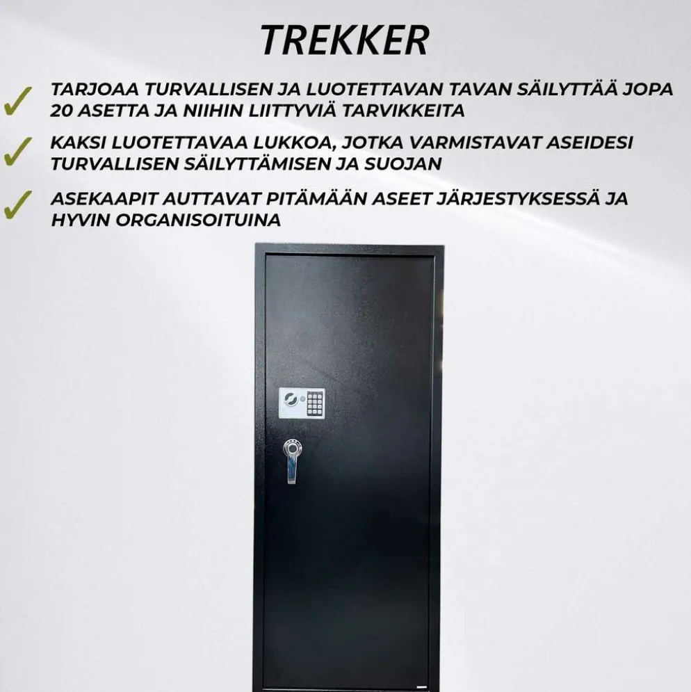 Trekker Asekaappi 20-Asetta AS2000, Musta, Digitaalilukolla