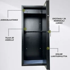 Trekker Asekaappi 20-Asetta AS2000, Musta, Digitaalilukolla