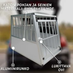 Trekker koiran kuljetushäkki M 65x90x69,5 cm alumiini