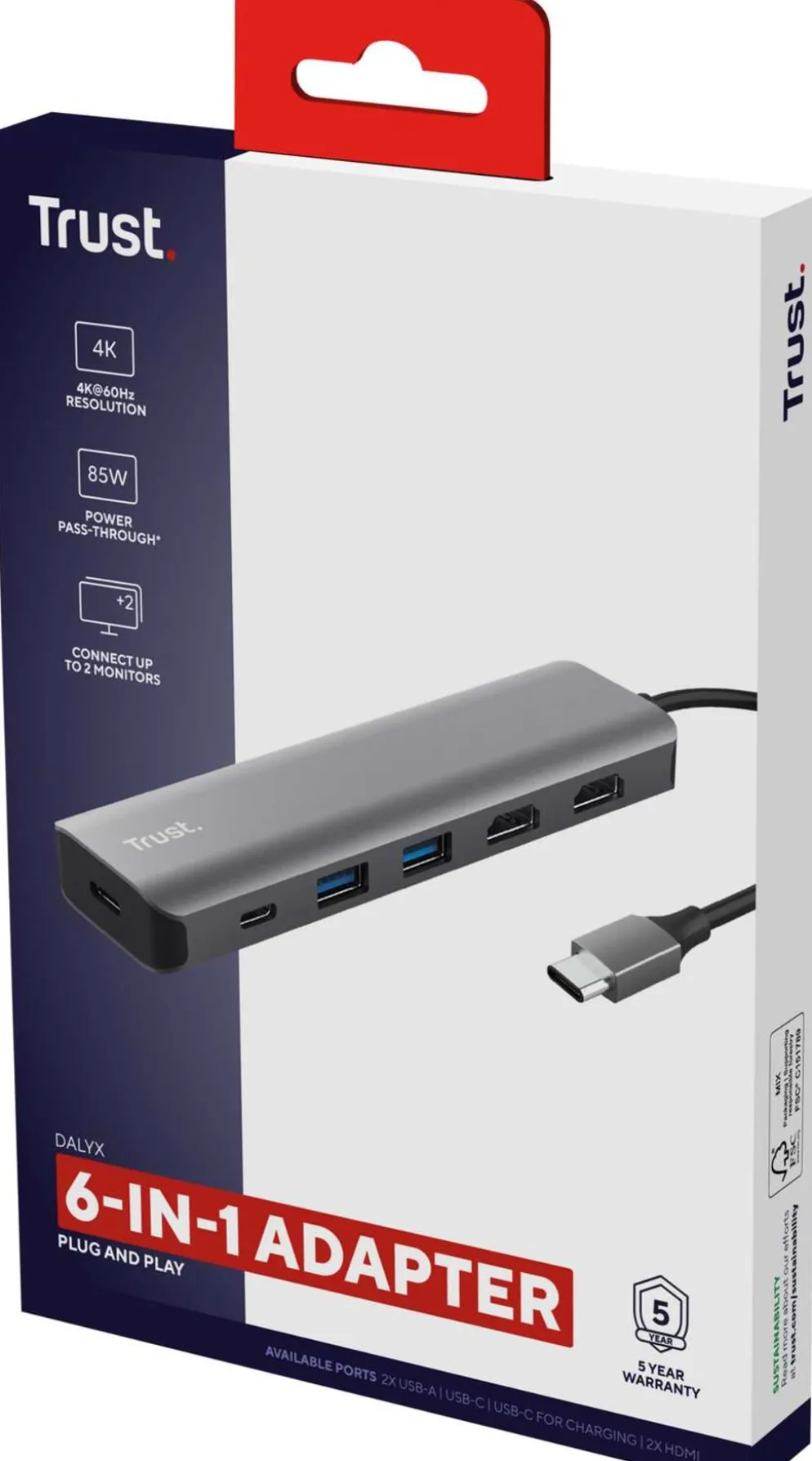 Trust Dalyx 6 in 1 HDMI adapteri