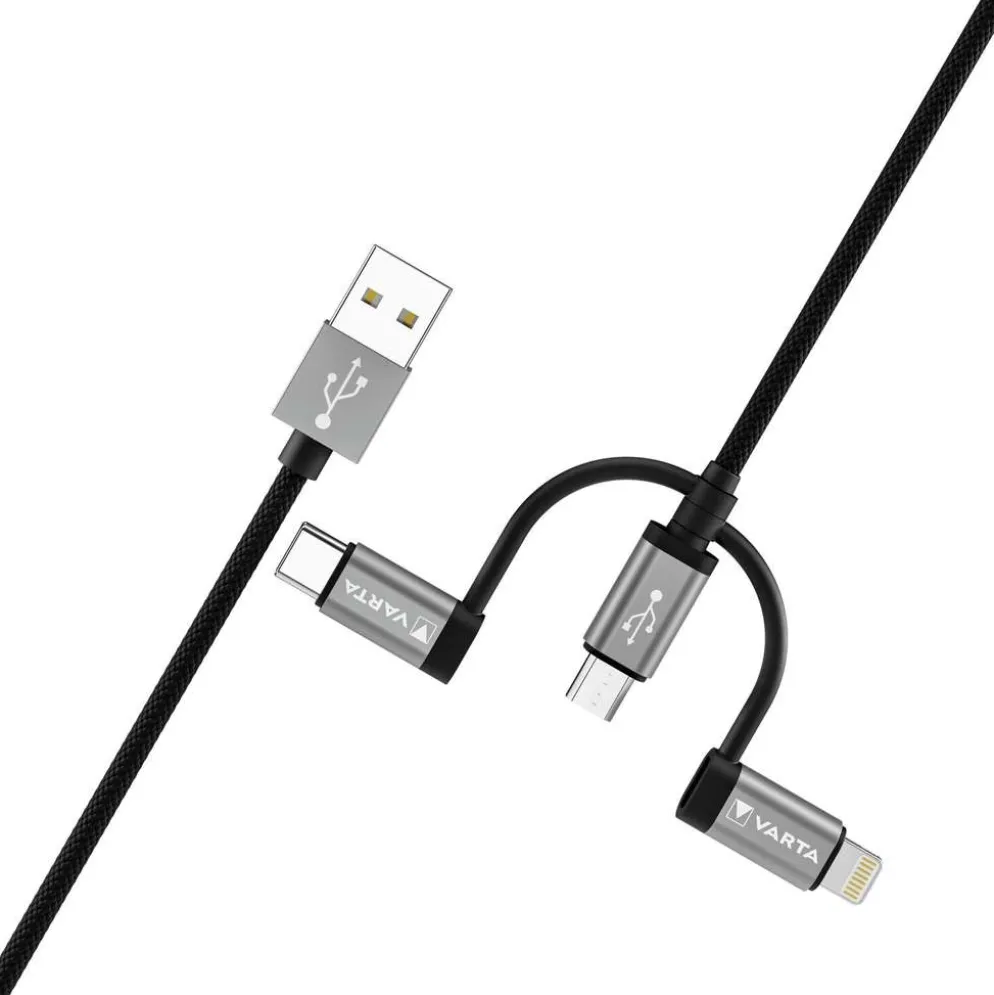 Varta 3-in-1 monikäyttökaapeli 2m musta