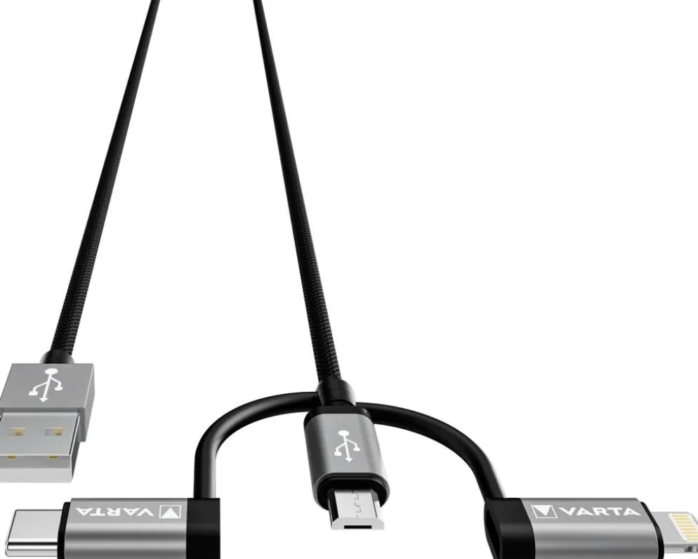 Varta 3-in-1 monikäyttökaapeli 2m musta