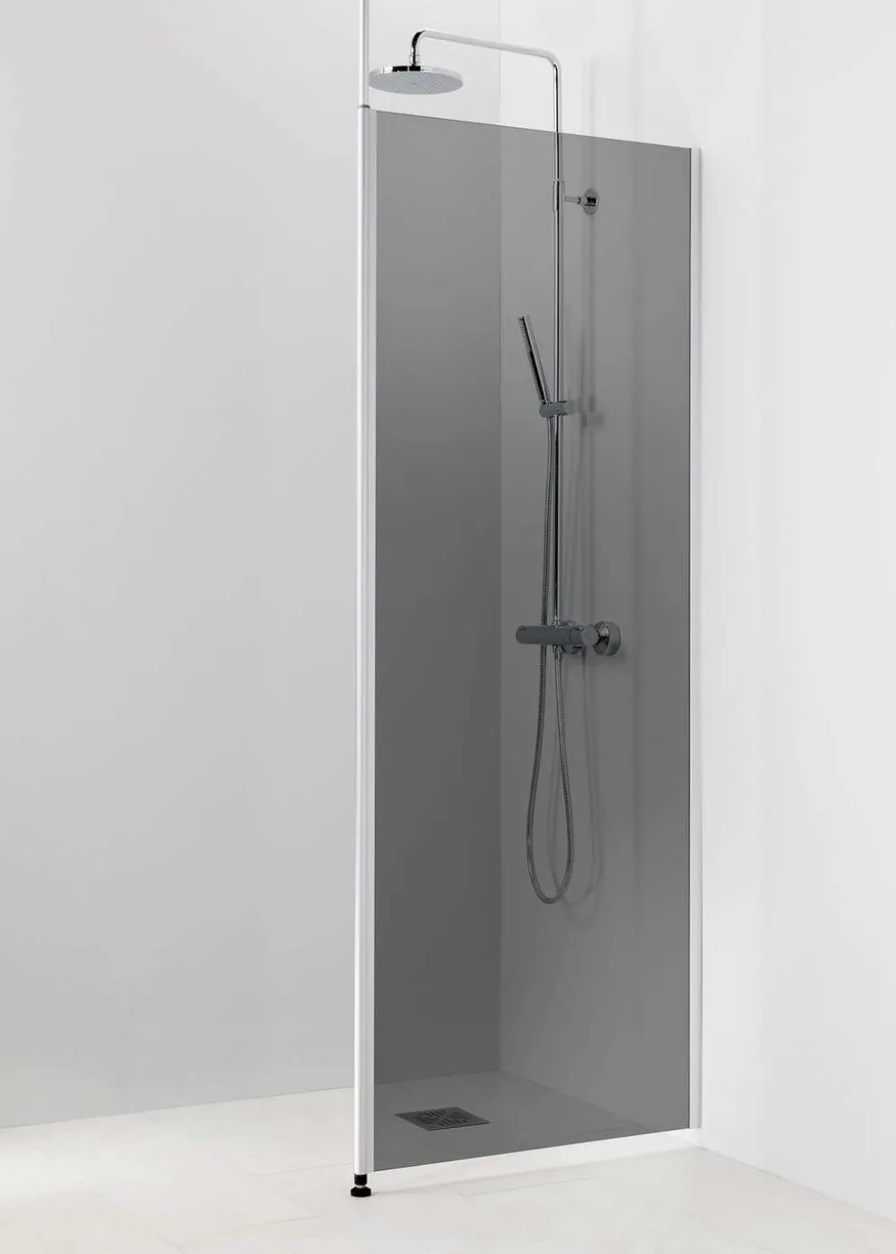 Vihtan suihkuseinä Pisara 1 kiinteä 60 cm harmaa, matta profiili