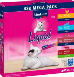 Vitakraft Liquid Snack Mega pack Kana+ Lohi + Maksamakkara + Nauta 48x15g