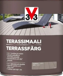 V33 terassimaali puulle 2,5 l harmaa