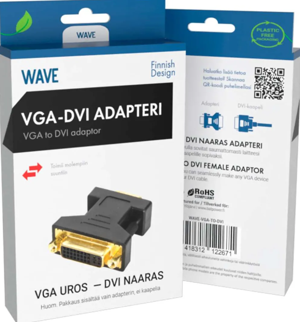 Wave Adapteri, VGA uros - DVI naaras, Musta