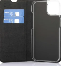 Wave Book Case, Apple iPhone 13, Musta