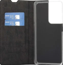 Wave Book Case, Samsung Galaxy S21 Ultra, Musta