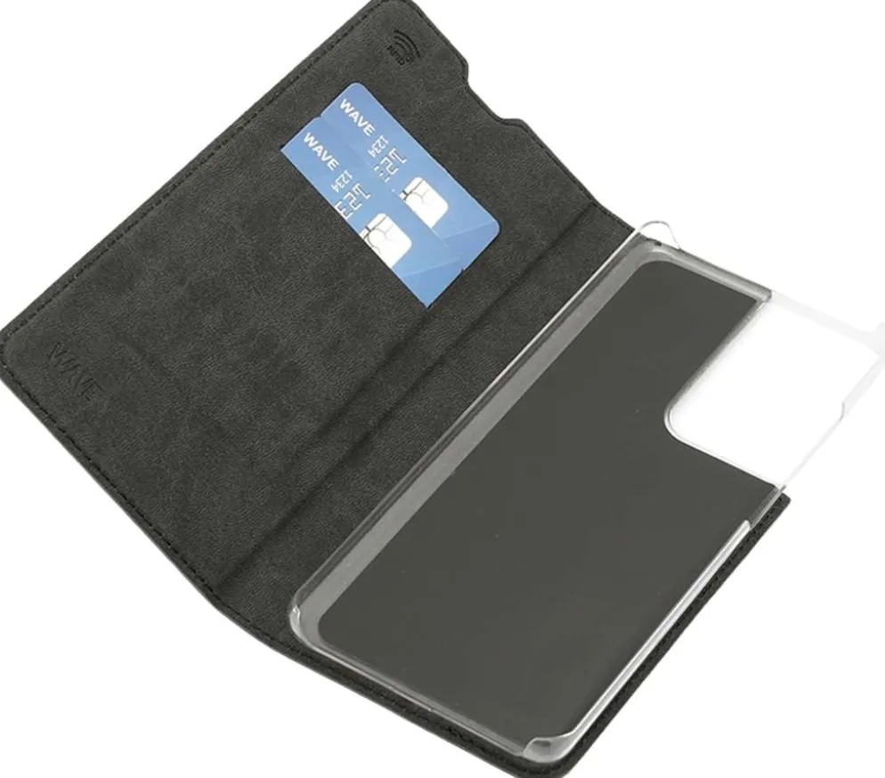 Wave Book Case, Samsung Galaxy S21 Ultra, Musta