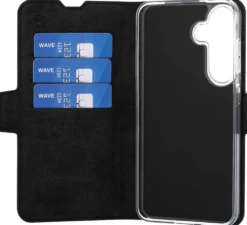 Wave Book Case, Samsung Galaxy S25 5G, Musta