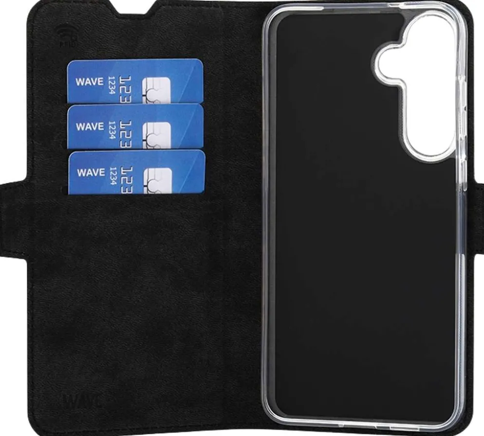 Wave Book Case, Samsung Galaxy S25+ 5G, Musta
