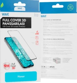 Wave Full Cover 3D Panssarilasi, Honor 200 Pro, Musta Kehys