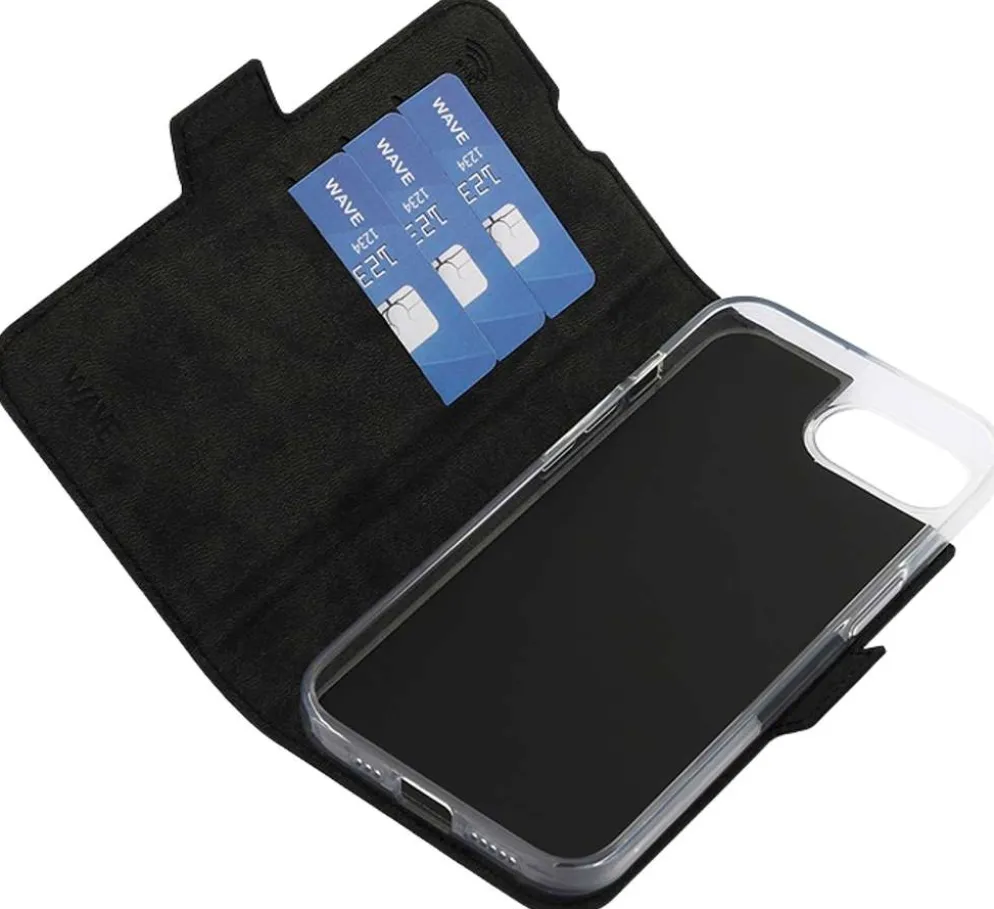 Wave MagSafe -yhteensopiva Book Case, Apple iPhone 16e / Apple iPhone 17e, Musta