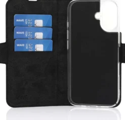 Wave MagSafe -yhteensopiva Book Case, Apple iPhone 16, Musta
