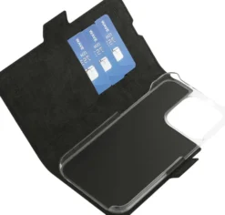 Wave MagSafe -yhteensopiva Book Case, Apple iPhone 15 Pro, Musta
