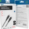 Wave Punottu datakaapeli, USB Type-C -> Apple Lightning (MFI), 1,5m, Mustavalkoinen