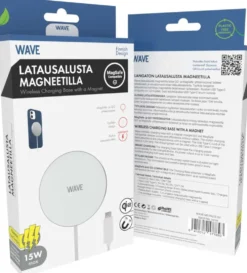 Wave Qi langaton latausalusta magneetilla, valkoinen/hopea