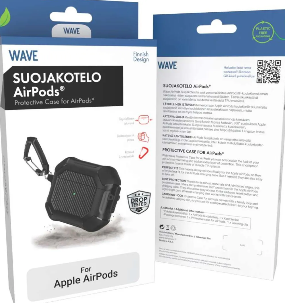 Wave Rugged Suojakotelo, Apple AirPods Pro (2022), Musta