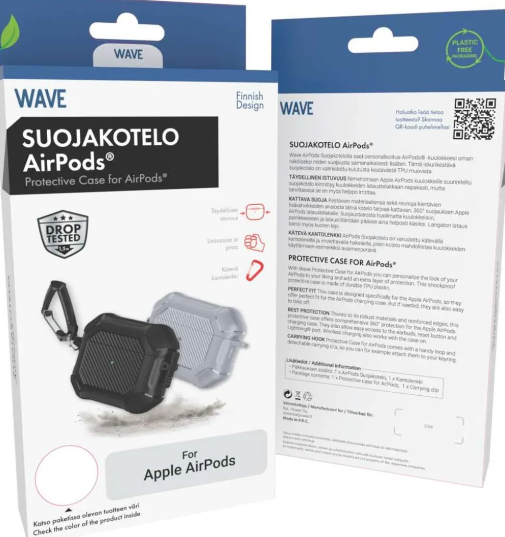 Wave Rugged Suojakotelo, Apple AirPods Pro 3 (2025), Vaaleanharmaa