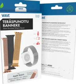 Wave Teräspunottu ranneke, Apple Watch 42mm (Series 1-9) / Apple Watch 44mm / Apple Watch 45mm / Apple Watch 46mm / Apple Watch 49mm, Ruusukulta