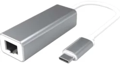 Wave USB Type-C uros - RJ45 naaras verkkoadapteri, 15cm, Hopea/Valkoinen