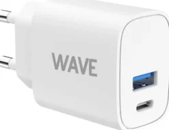 Wave 20 W pikalataava verkkolaturi 1 x USB Type-C + 1 x USB-A valkoinen