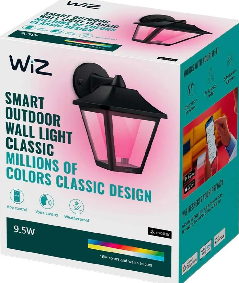 WiZ Classic ulkoseinävalaisin musta