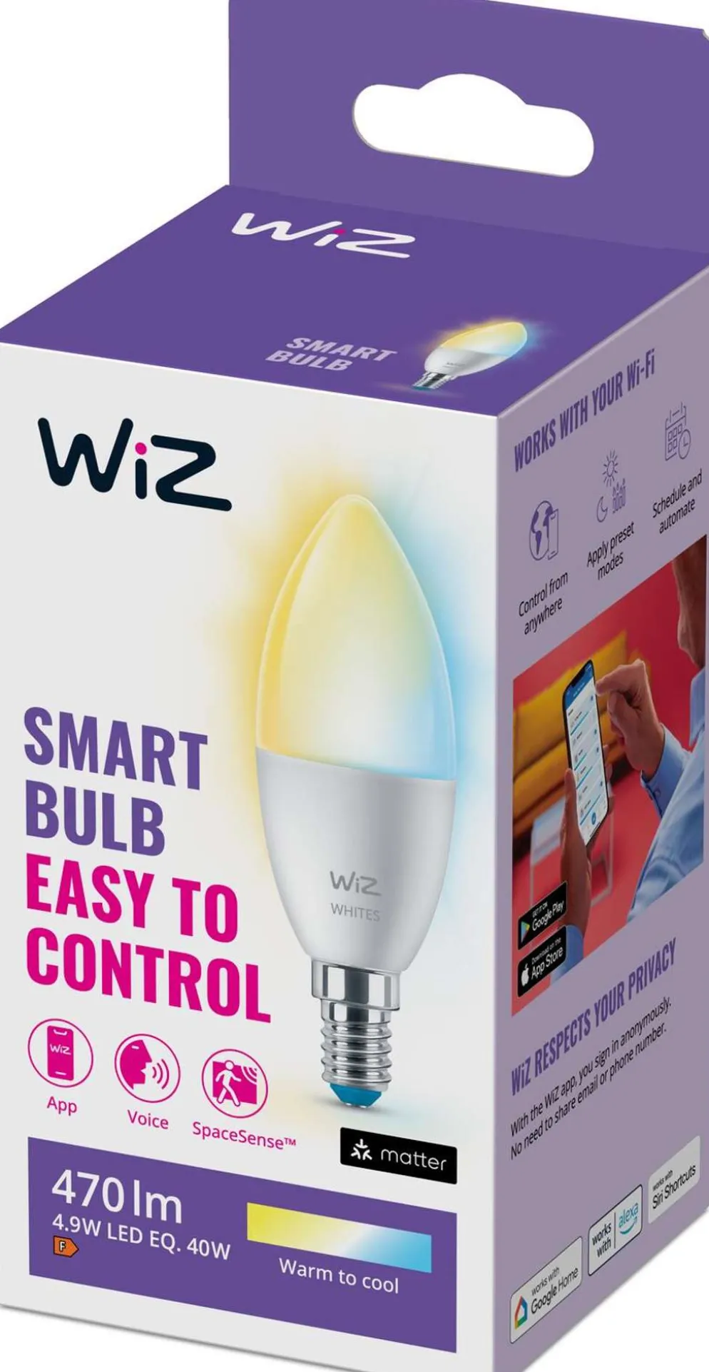 WiZ älylamppu E14 C37 4.6W TW Wi-Fi