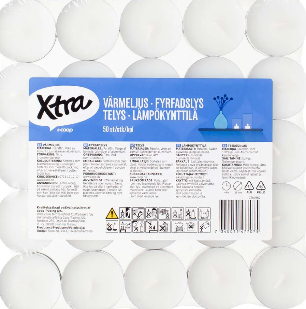 Xtra lämpökynttilä 50 kpl