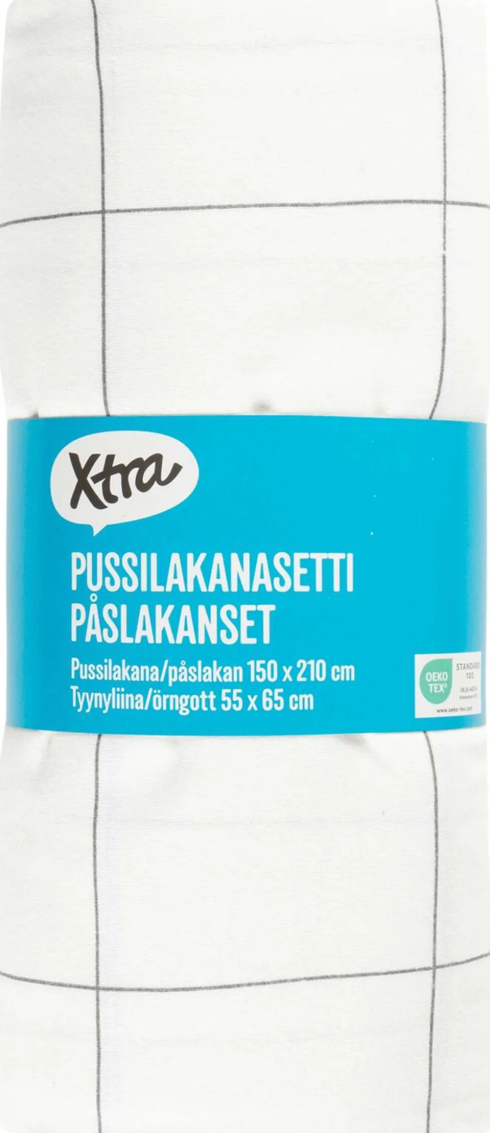Xtra pussilakanasetti Check 150x210 cm valkoinen