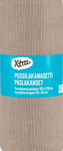 Xtra pussilakanasetti Pinstripe 150x210 cm beige
