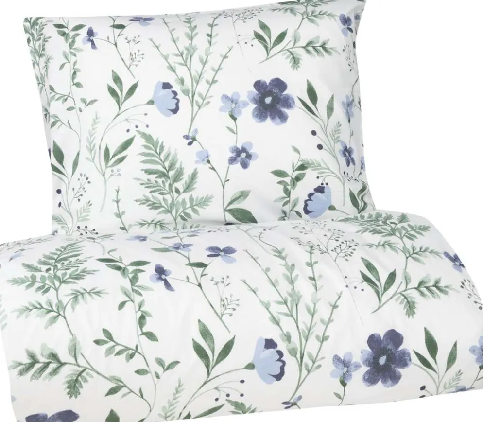 Xtra pussilakanasetti Wild Flowers 150x210 cm vaaleansininen