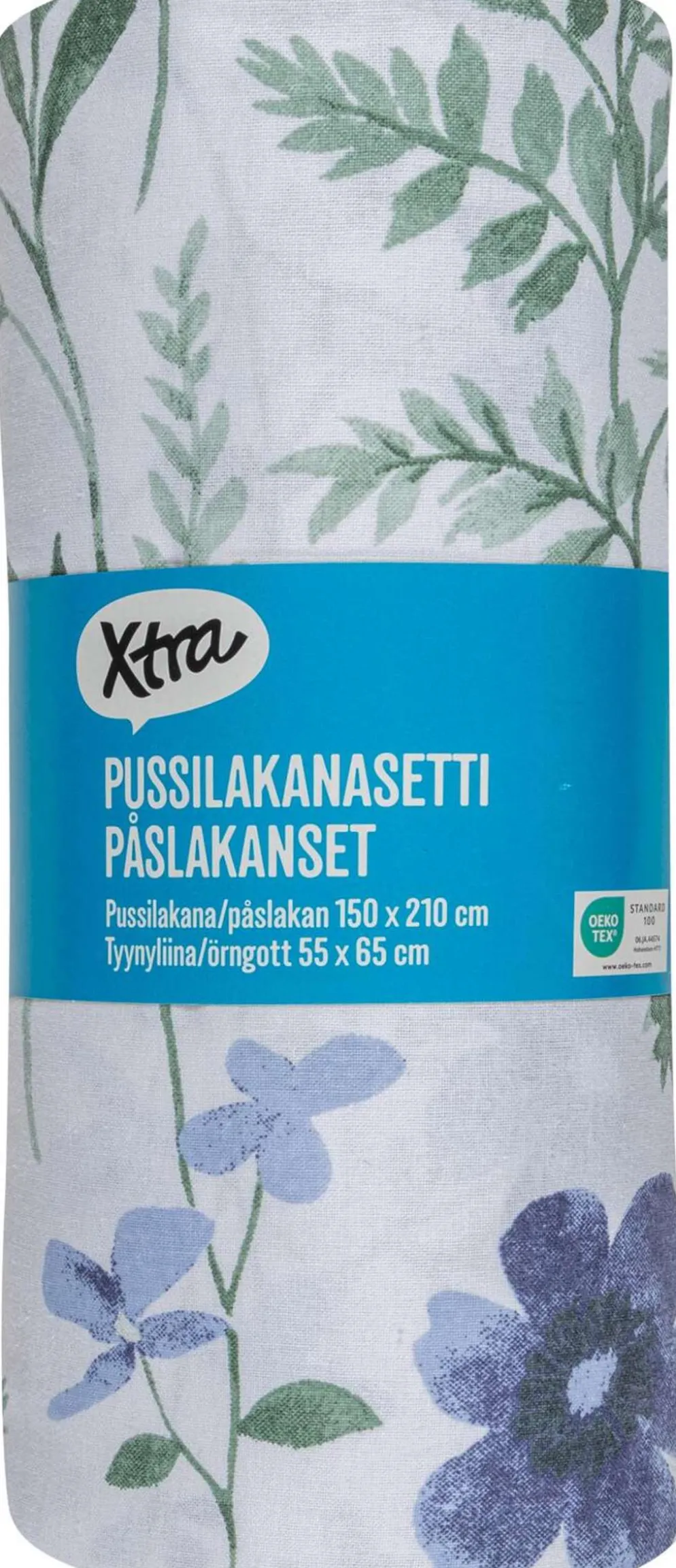 Xtra pussilakanasetti Wild Flowers 150x210 cm vaaleansininen